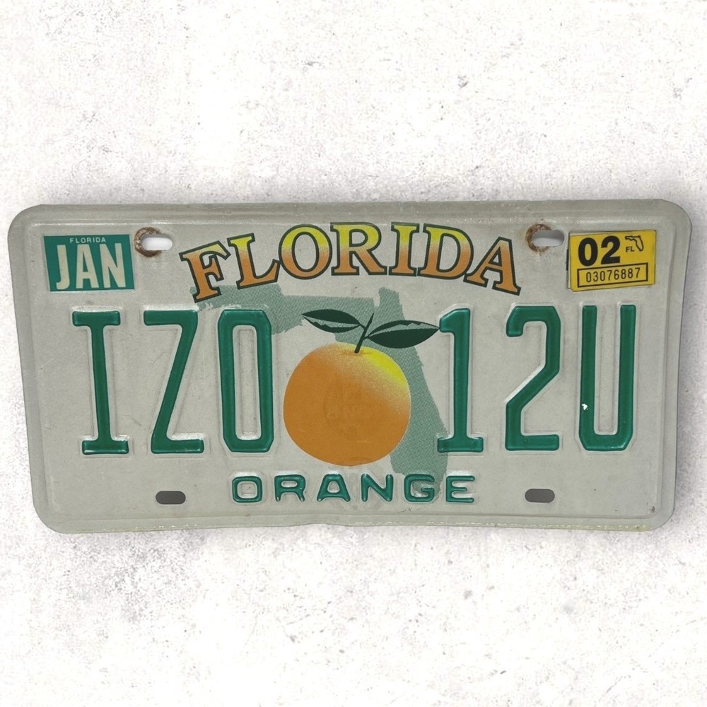 Florida License Plate 2002 Orangeโ County IZ0 12U Vintage